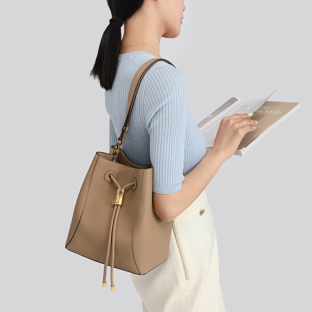 TOGO Handmade Bucket Shoulder Bag Apricot