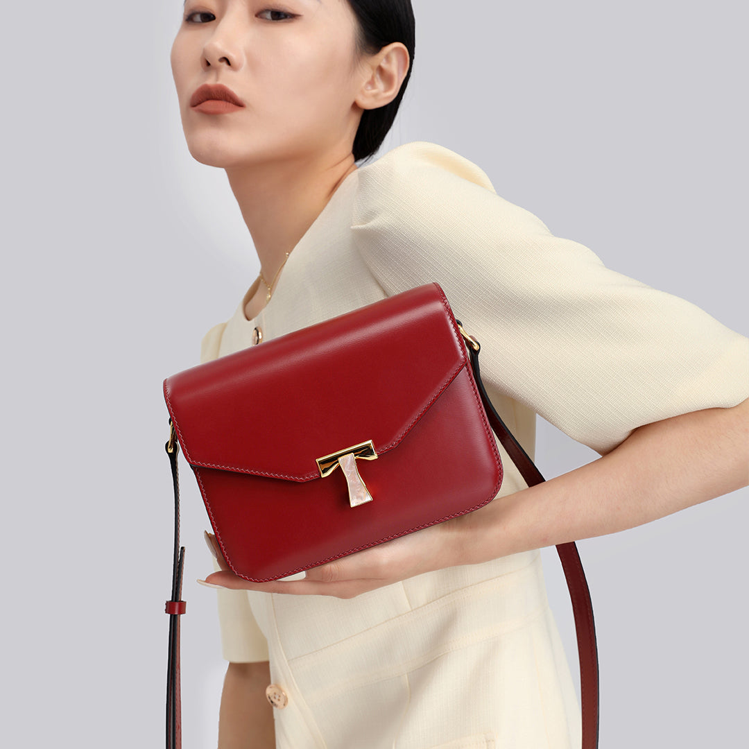 BOX Minimalist Handmade Crossbody Tofu Bag - Red